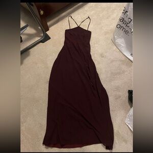 Tobi Burgundy Spaghetti-Strap Maxi Dress